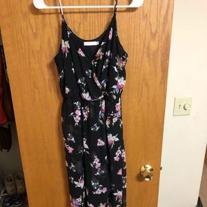 Long, beautiful, black dress with flowers